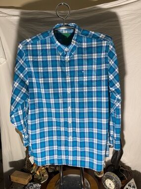 Southern Tide Blue & Teal Plaid Button-Down Shirt